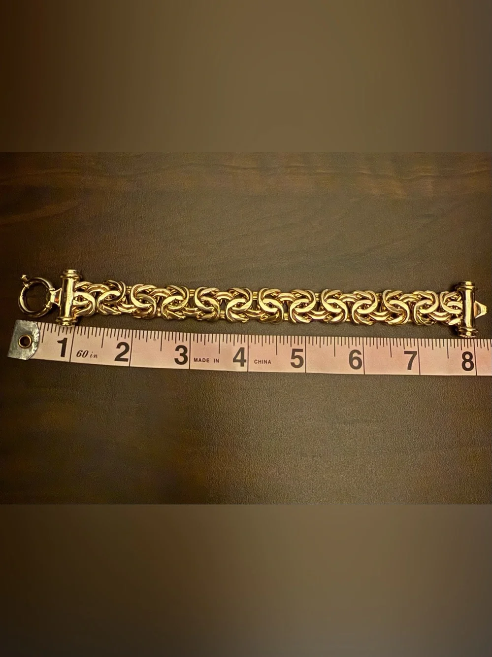 Vintage 43gm Atasay Kuyumculuc Turkey 925 Vermeil Byzantine Bracelet 8.25”